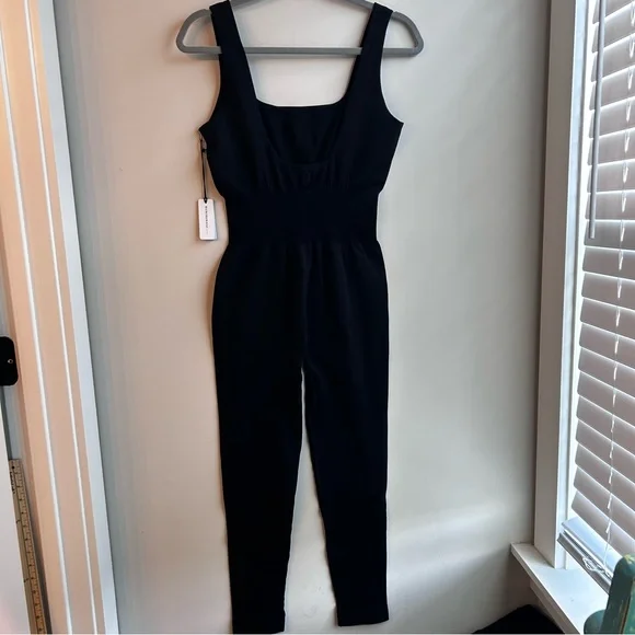 WeWoreWhat Black Ribbed Jumpsuit, NWT, Medium, Stretch - Picture 2 of 9
